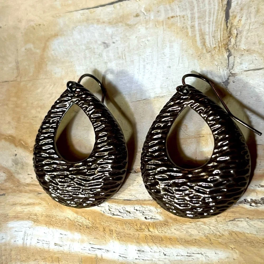 Hammered Brass Hoops Earrings